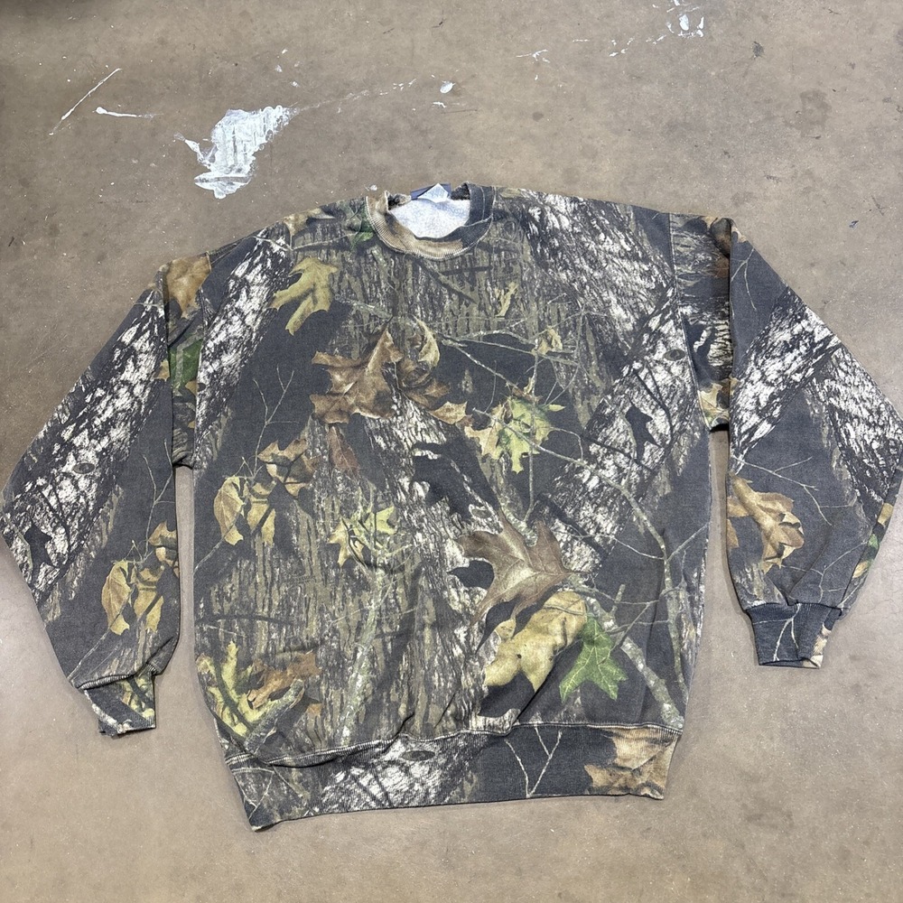 Vintage Y2K Jerzees Mossy Oak Camo Camouflage Crewneck Sweatshirt Size XL MINT